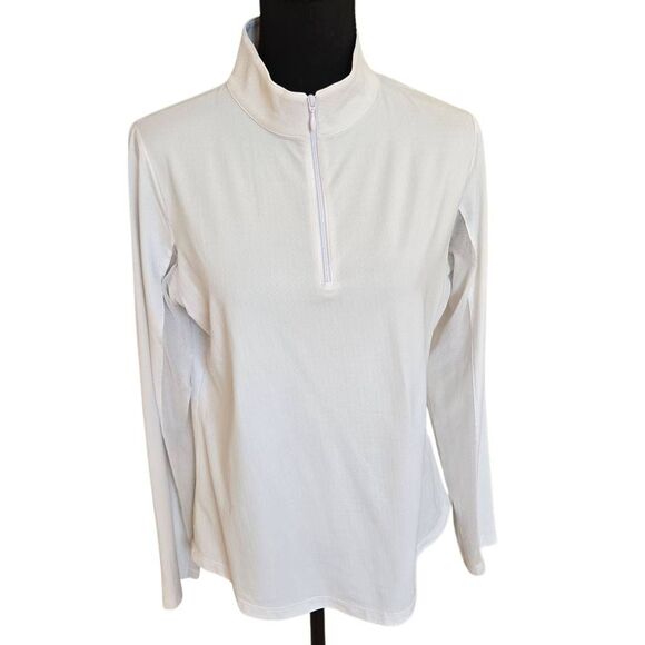 IBKUL Womens White Athletic Long Sleeve Mock Neck UPF 50 Golf Top Size Medium - Picture 1 of 9